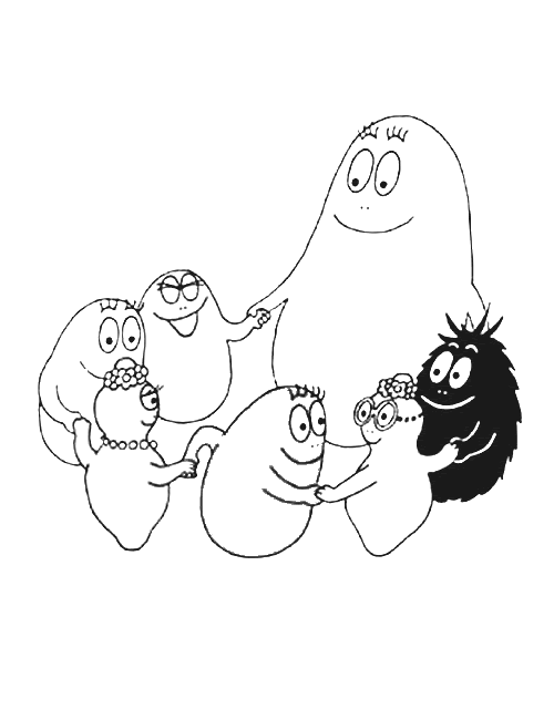 coloriage barbapapa et sa famille font la ronde